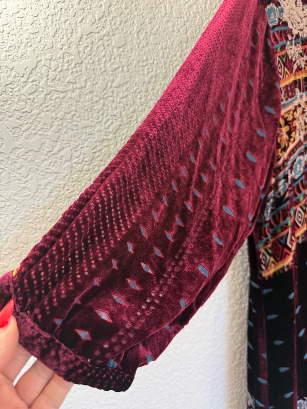 Johnny Was Velvet Embroidered Tunic Dress| | Boho Kantha Bae Style| XL - Picture 7 of 16